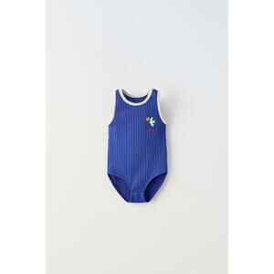 EMBROIDERED PIPED KNIT BODYSUIT